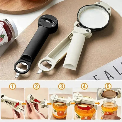 Magnetic Jar Opener Adjustable Grip Tool for Kitchen Lids Bottles Cans Stainless Steel Wall Mount Fridge Storage for Countertop Easy Twist
