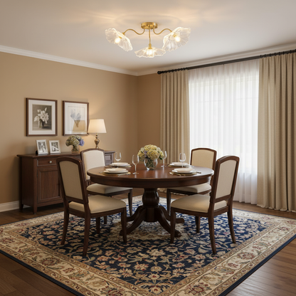 Frosted Glass Floral Flush Mount Ceiling Fixture 3-6 Light Semi-Flush Fixture for Bedroom Living Room Dining Room | Modern Decorative Overhe