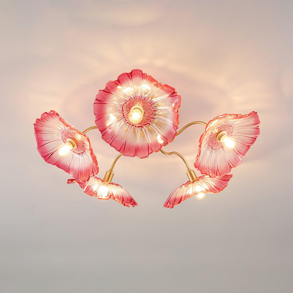 Frosted Glass Floral Flush Mount Ceiling Fixture 3-6 Light Semi-Flush Fixture for Bedroom Living Room Dining Room | Modern Decorative Overhe