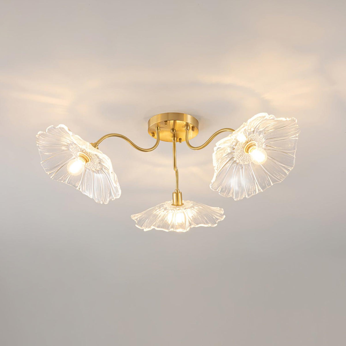 Frosted Glass Floral Flush Mount Ceiling Fixture 3-6 Light Semi-Flush Fixture for Bedroom Living Room Dining Room | Modern Decorative Overhe