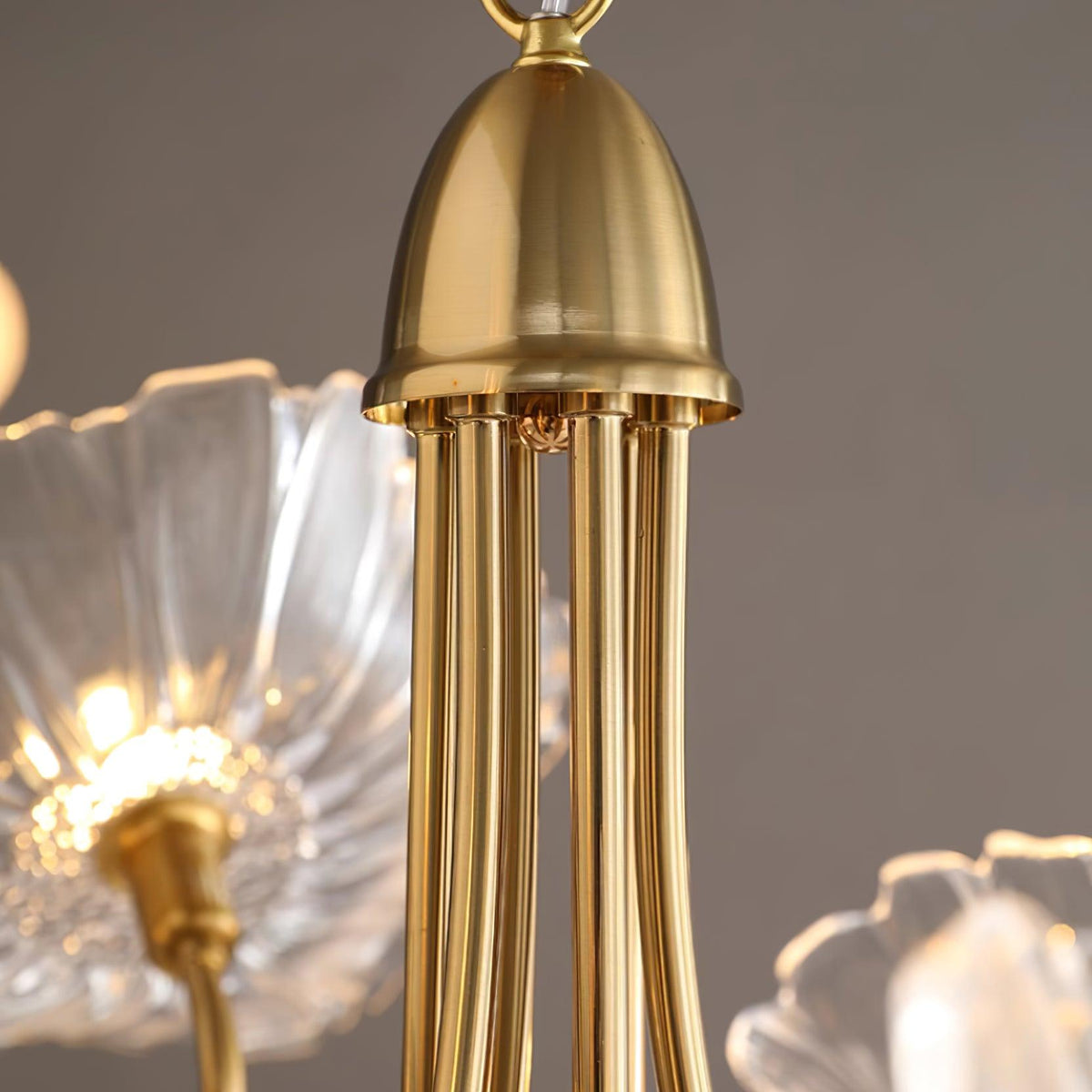 Frosted Glass Floral Pendant Light 35 in Multi-Arm Hanging Fixture Clear Pink Gold Overhead Illumination Dining Living Foyer Entry Modern In