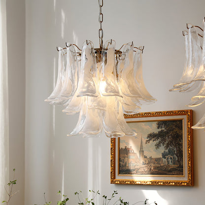 Multi-Arm Glass Pendant Light Fixture with E14 Sockets – Adjustable Height Hanging Lamp for Dining Room, Foyer & Living Room – Metal Frame w
