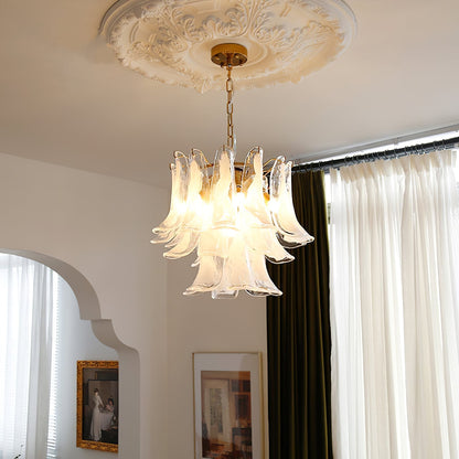 Multi-Arm Glass Pendant Light Fixture with E14 Sockets – Adjustable Height Hanging Lamp for Dining Room, Foyer & Living Room – Metal Frame w