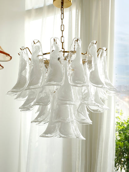 Multi-Arm Glass Pendant Light Fixture with E14 Sockets – Adjustable Height Hanging Lamp for Dining Room, Foyer & Living Room – Metal Frame w