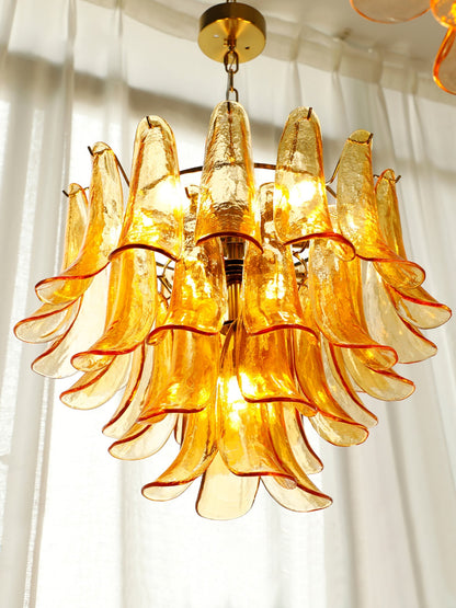 Multi-Arm Glass Pendant Light Fixture with E14 Sockets – Adjustable Height Hanging Lamp for Dining Room, Foyer & Living Room – Metal Frame w