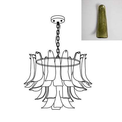 Multi-Arm Glass Pendant Light Fixture with E14 Sockets – Adjustable Height Hanging Lamp for Dining Room, Foyer & Living Room – Metal Frame w