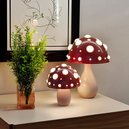 Decorative Mushroom Desk Lamp with Dimmable LED Light for Bedroom & Office | USB Rechargeable & Plug-In Options