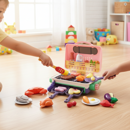 Mi primera barbacoa | Set de parrilla de juguete para niños con comida que cambia de color y efecto de humo | Divertido juego de roles para pequeños parrilleros