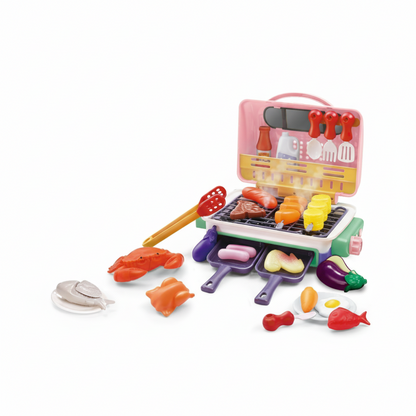 Mi primera barbacoa | Set de parrilla de juguete para niños con comida que cambia de color y efecto de humo | Divertido juego de roles para pequeños parrilleros
