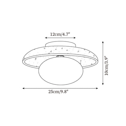 Compact Flush Mount Light Fixture with Natural Stone and Wood 10 in Round for Entryway Bedroom Low Profile Wall or Ceiling Installation