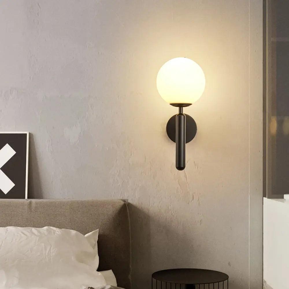 Decorative Wall Sconce Light with Handcrafted Glass Shade for Living Room Bedroom Hallway Modern Brass Black Finish