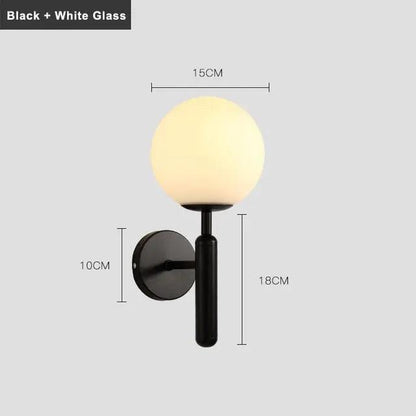 Decorative Wall Sconce Light with Handcrafted Glass Shade for Living Room Bedroom Hallway Modern Brass Black Finish