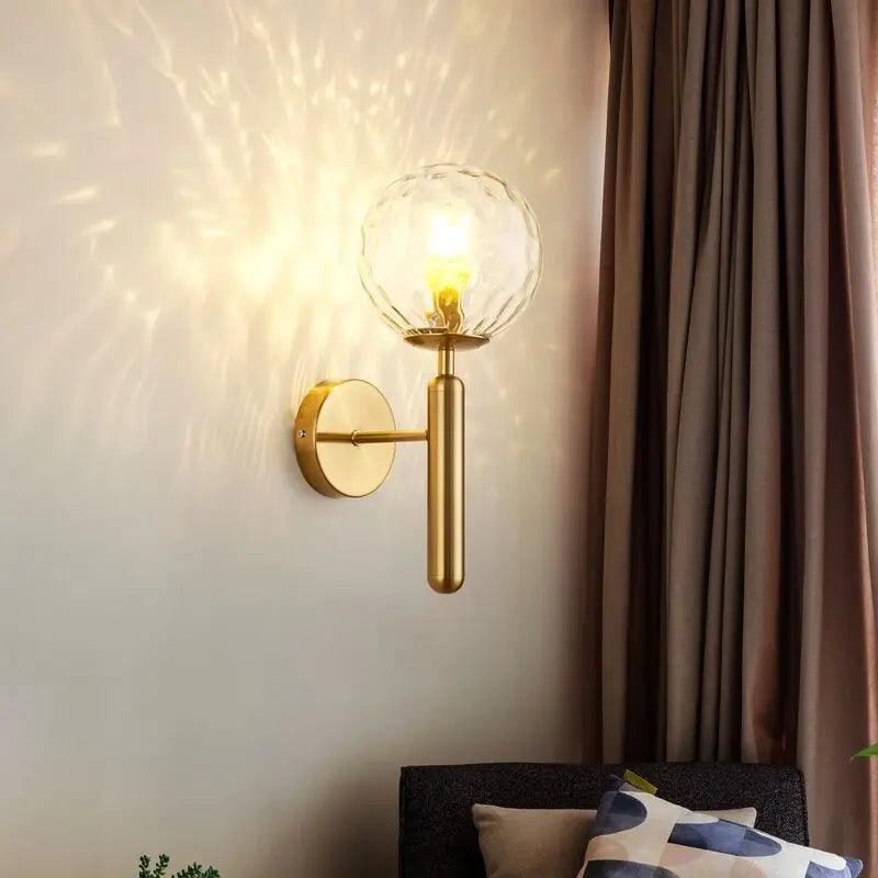 Decorative Wall Sconce Light with Handcrafted Glass Shade for Living Room Bedroom Hallway Modern Brass Black Finish