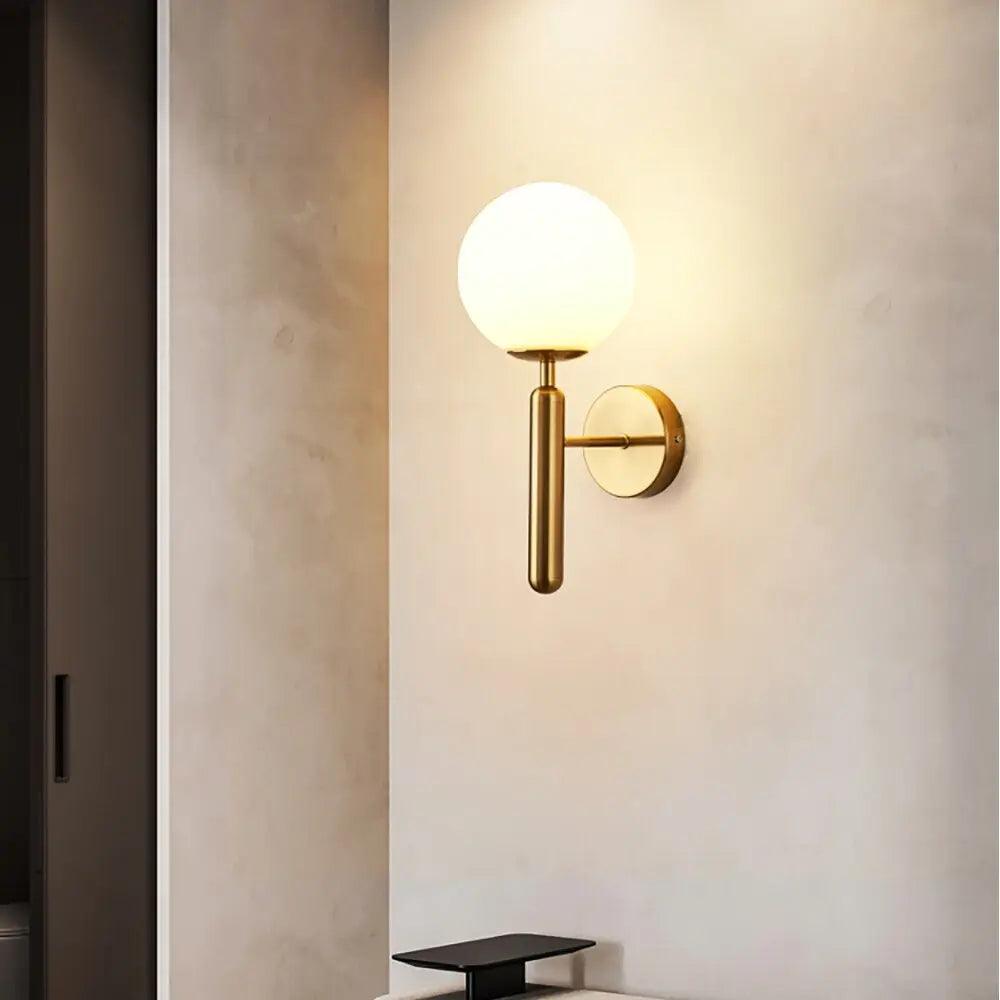 Decorative Wall Sconce Light with Handcrafted Glass Shade for Living Room Bedroom Hallway Modern Brass Black Finish