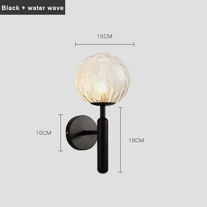 Decorative Wall Sconce Light with Handcrafted Glass Shade for Living Room Bedroom Hallway Modern Brass Black Finish
