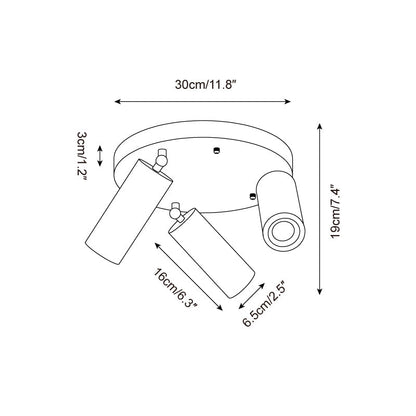 Triple-Head Swivel Spotlight with Natural Stone Cylinders & Wood Base – Directional Accent Light for Kitchens, Entryways & Living Areas