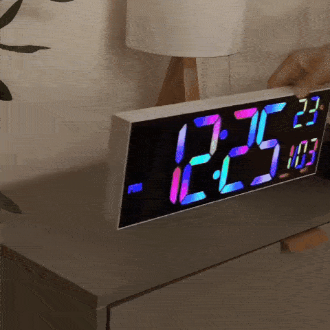 Stylish RGB Wall Clock with Large LED Display & Remote Control | Multi-Color Modes for Ambiance