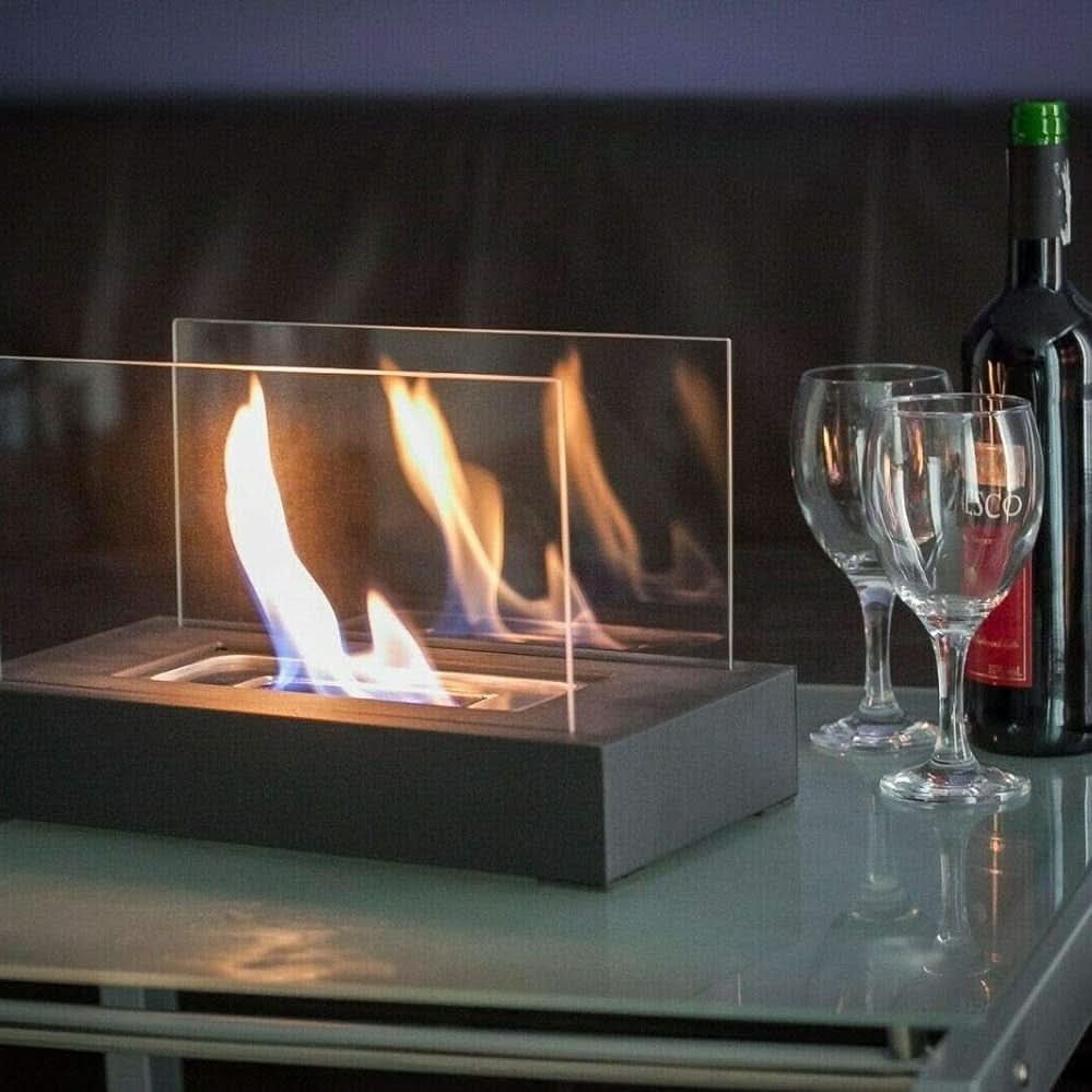 Tabletop Bioethanol Fireplace – Portable Indoor Outdoor Fire Pit with Real Flame for Dining Table Living Room Patio Decor