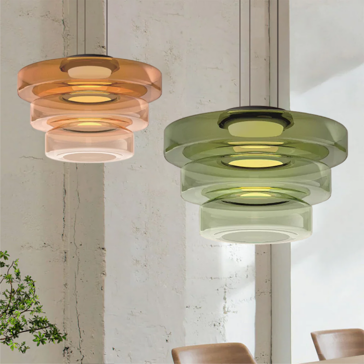 Geometric Tiered Glass Overhead Fixture 12W LED Ambient Lighting Dining Kitchen Island Adjustable Suspension Cord Architectural Style