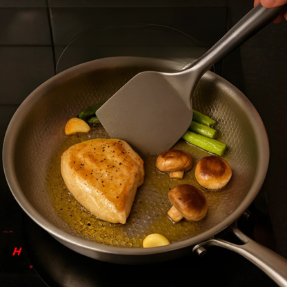 Titanium Skillet 10.2" Hammered Surface Chemical-Free Cooking Induction Gas Electric Compatible Kitchen Frypan for Stovetop Searing Sautéing
