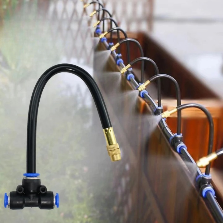 Garden Watering System 0.3 in Hose with Adjustable Brass Spray Nozzles for Patios Balconies Raised Beds Greenhouses