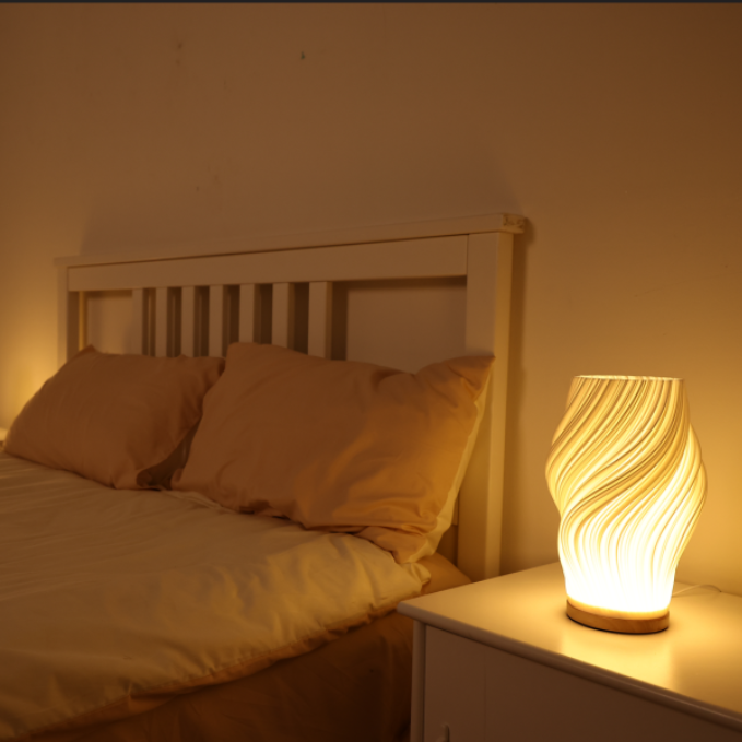 Sculptural Wave LED Desk Lamp with 3-Level Touch Dimmer for Bedroom, Office & Living Room