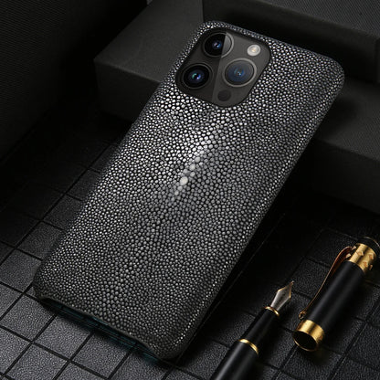 Authentic Stingray Skin Phone Case for iPhone 17 Pro Max 16 15 14 13 12 11 Shock Absorbent Premium Leather Cover Anti-Fingerprint