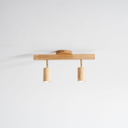 Multi-Head Track Spotlight with Wooden Shades for Kitchen, Dining Room & Living Room | Adjustable LED Rail Fixture | Rustic Farmhouse Ceilin
