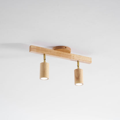 Multi-Head Track Spotlight with Wooden Shades for Kitchen, Dining Room & Living Room | Adjustable LED Rail Fixture | Rustic Farmhouse Ceilin