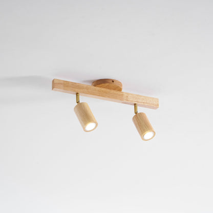 Multi-Head Track Spotlight with Wooden Shades for Kitchen, Dining Room & Living Room | Adjustable LED Rail Fixture | Rustic Farmhouse Ceilin