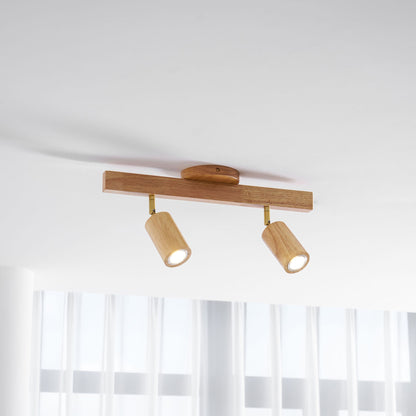 Multi-Head Track Spotlight with Wooden Shades for Kitchen, Dining Room & Living Room | Adjustable LED Rail Fixture | Rustic Farmhouse Ceilin