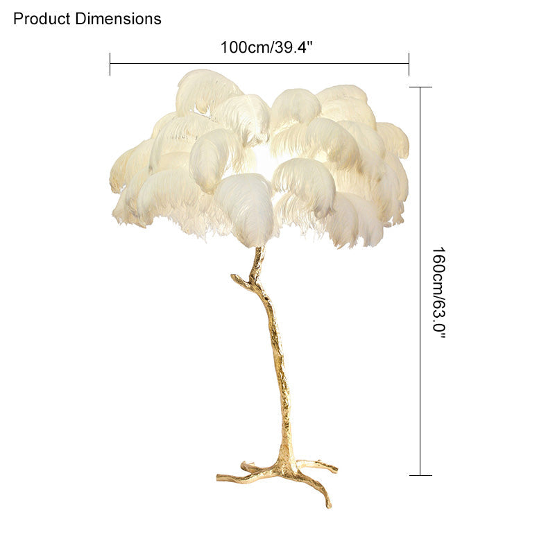 Tropical Feather Standing Lamp 63 in Tall Palm Tree Style Ambient Floor Light for Bedroom Living Room Decorative Accent Lighting