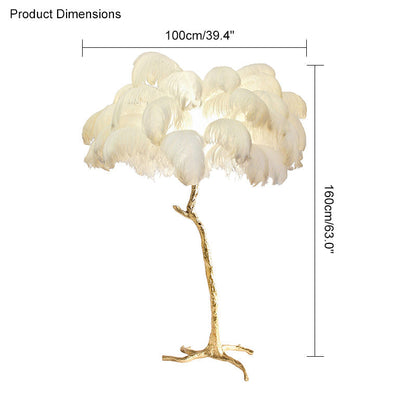 Tropical Feather Standing Lamp 63 in Tall Palm Tree Style Ambient Floor Light for Bedroom Living Room Decorative Accent Lighting
