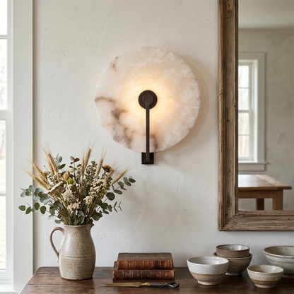 Aplique de pared LED de alabastro natural: diseño orgánico moderno, luz de pared con temperatura de color ajustable para sala de estar, dormitorio y pasillo
