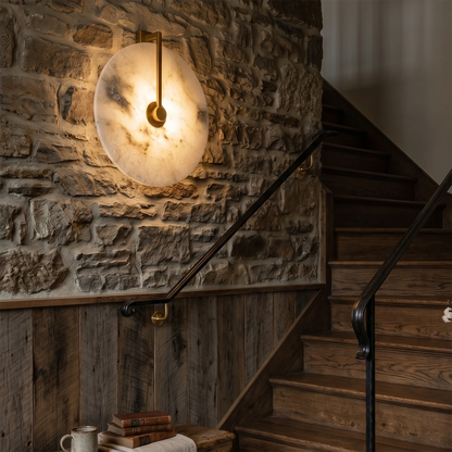 Aplique de pared LED de alabastro natural: diseño orgánico moderno, luz de pared con temperatura de color ajustable para sala de estar, dormitorio y pasillo