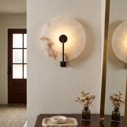 Aplique de pared LED de alabastro natural: diseño orgánico moderno, luz de pared con temperatura de color ajustable para sala de estar, dormitorio y pasillo