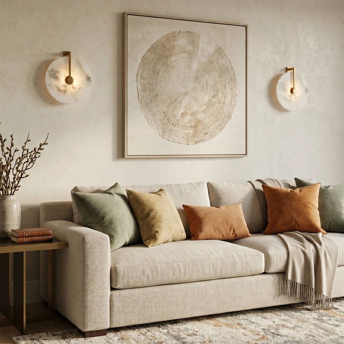 Aplique de pared LED de alabastro natural: diseño orgánico moderno, luz de pared con temperatura de color ajustable para sala de estar, dormitorio y pasillo