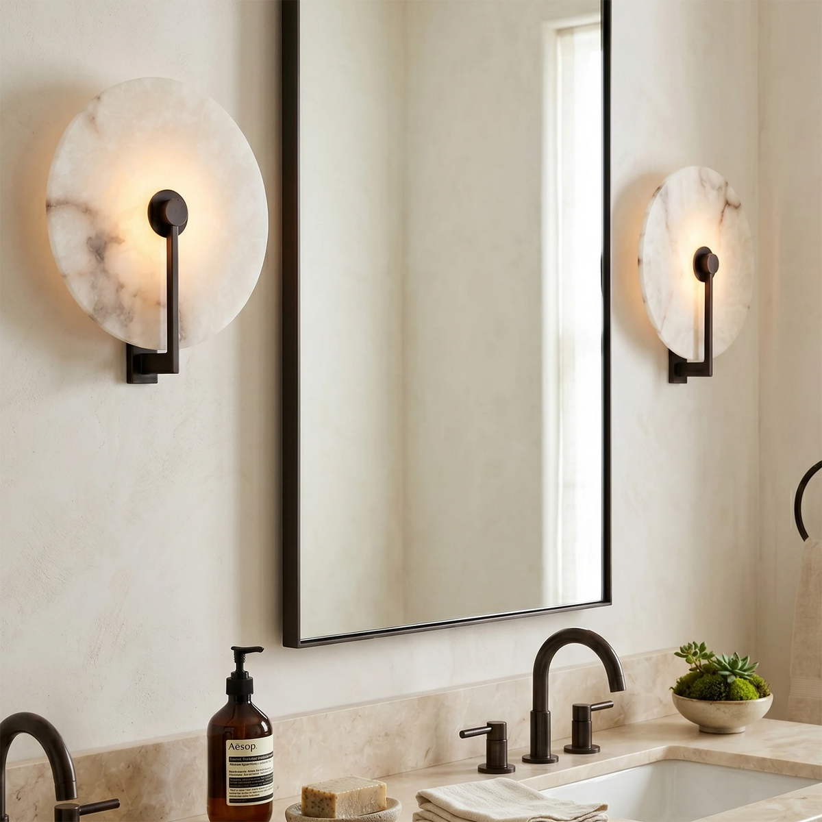 Aplique de pared LED de alabastro natural: diseño orgánico moderno, luz de pared con temperatura de color ajustable para sala de estar, dormitorio y pasillo