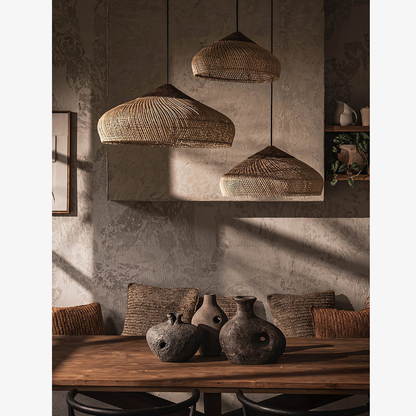 Encanto Natural | Lámpara Colgante de Ratán con Altura Ajustable | Iluminación Colgante Acogedora para Cocina con Ambiente Cálido