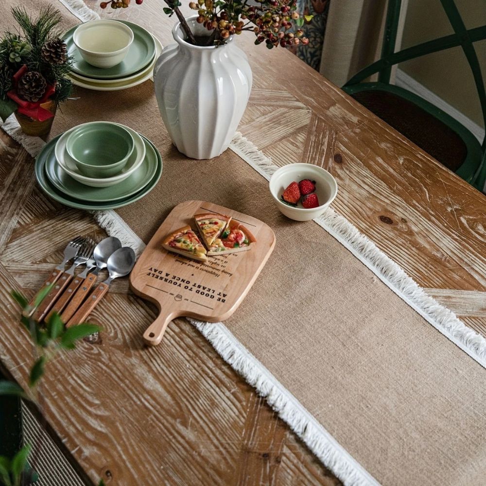 Natural Jute Table Runner – Rustic Bohemian Elegance for Dining and Events