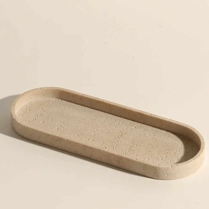 Natural Travertine Stone Bathroom Accessories Set – Elegant Beige Finish