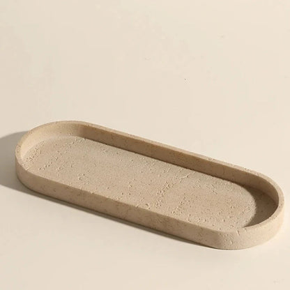 Natural Travertine Stone Bathroom Accessories Set – Elegant Beige Finish