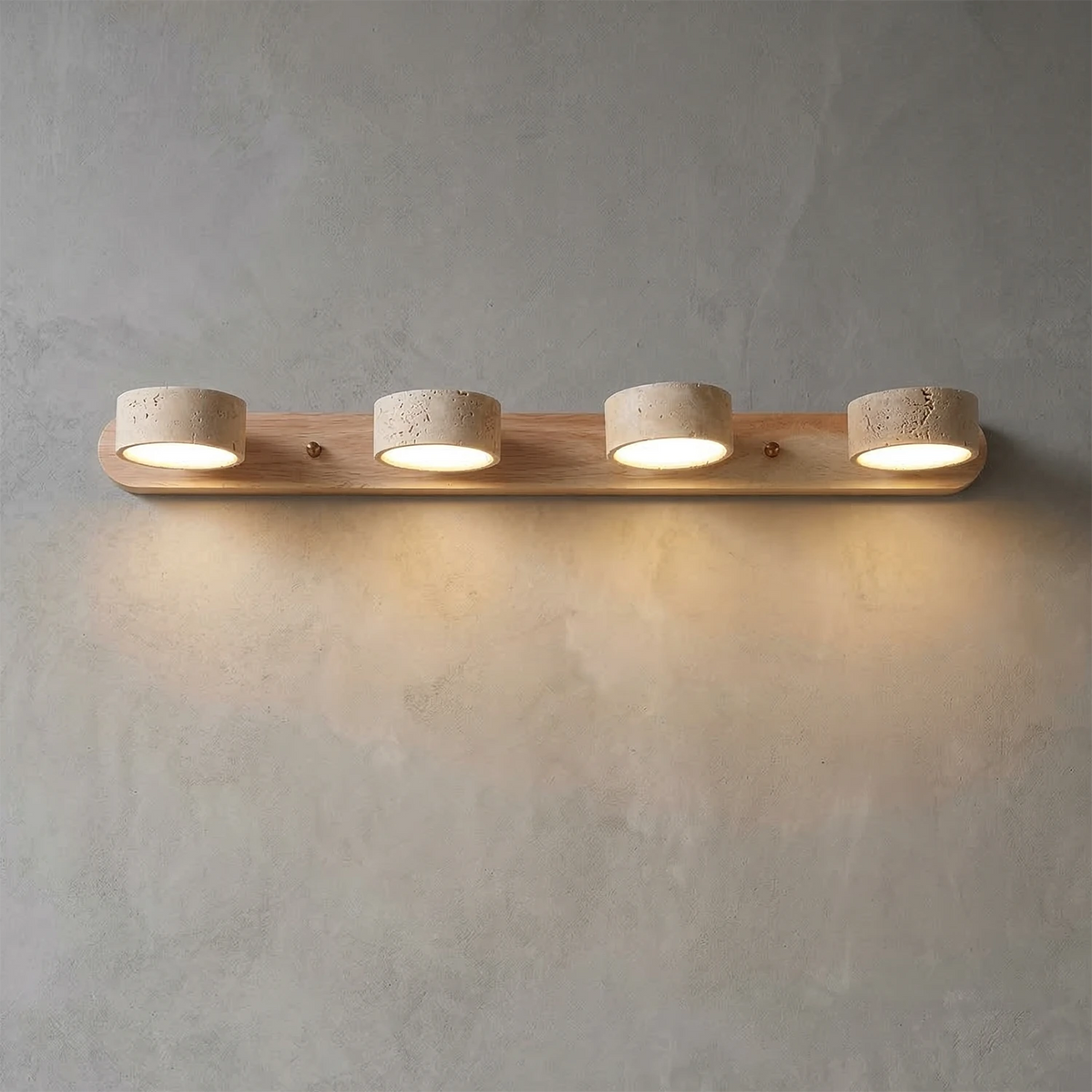 Aplique de pared de travertino natural con pantallas LED ajustables: aplique moderno para decoración de baño y sala de estar