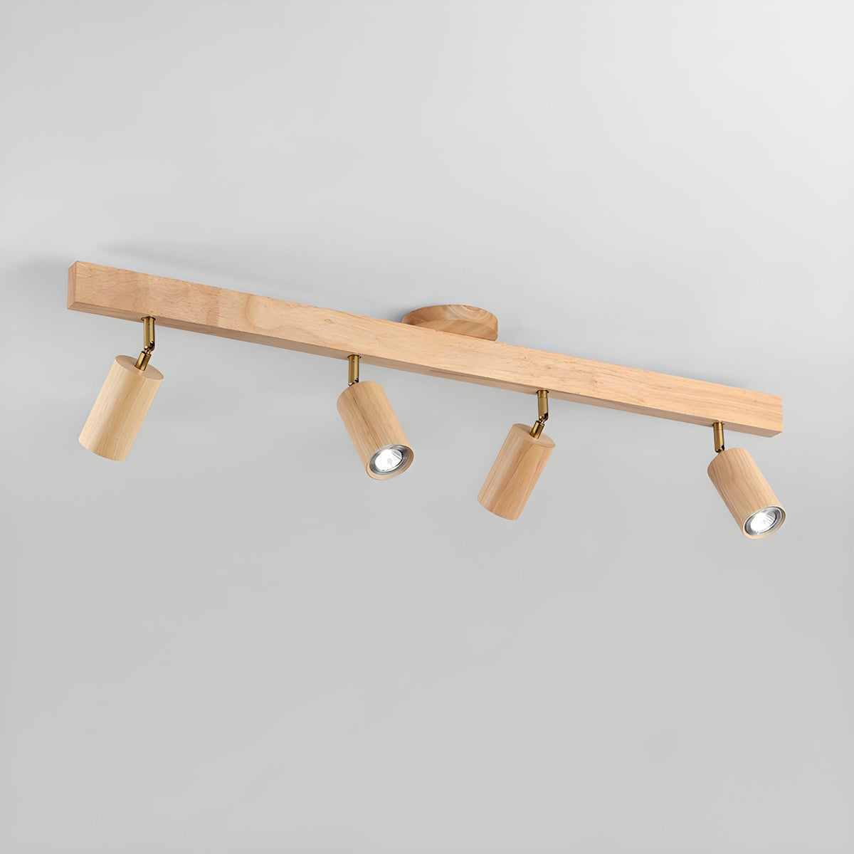 Multi-Head Track Spotlight with Wooden Shades for Kitchen, Dining Room & Living Room | Adjustable LED Rail Fixture | Rustic Farmhouse Ceilin