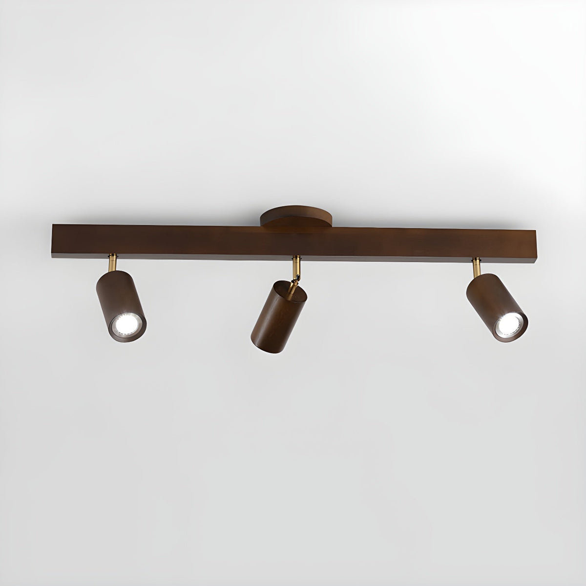 Multi-Head Track Spotlight with Wooden Shades for Kitchen, Dining Room & Living Room | Adjustable LED Rail Fixture | Rustic Farmhouse Ceilin