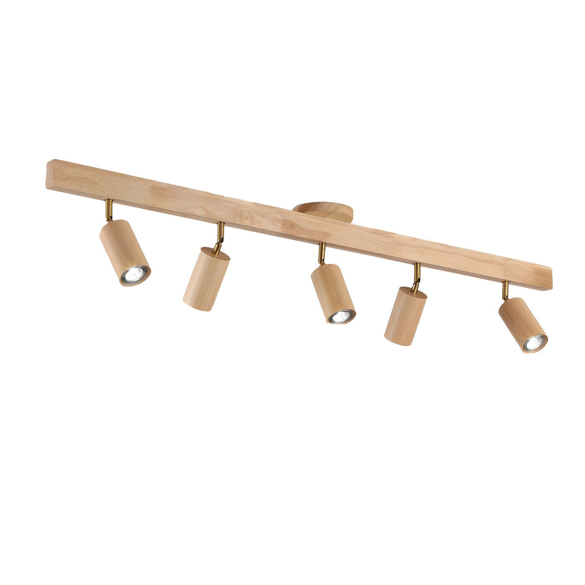 Multi-Head Track Spotlight with Wooden Shades for Kitchen, Dining Room & Living Room | Adjustable LED Rail Fixture | Rustic Farmhouse Ceilin