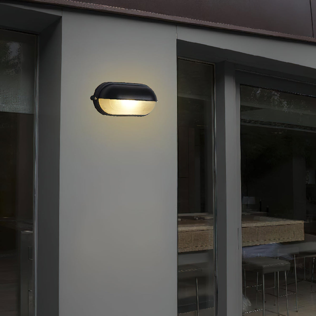Aplique de pared industrial para exteriores con pantalla de vidrio estriado: lámpara resistente a la intemperie para porches, patios, entradas, puertas y jardines