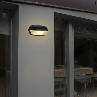Aplique de pared industrial para exteriores con pantalla de vidrio estriado: lámpara resistente a la intemperie para porches, patios, entradas, puertas y jardines
