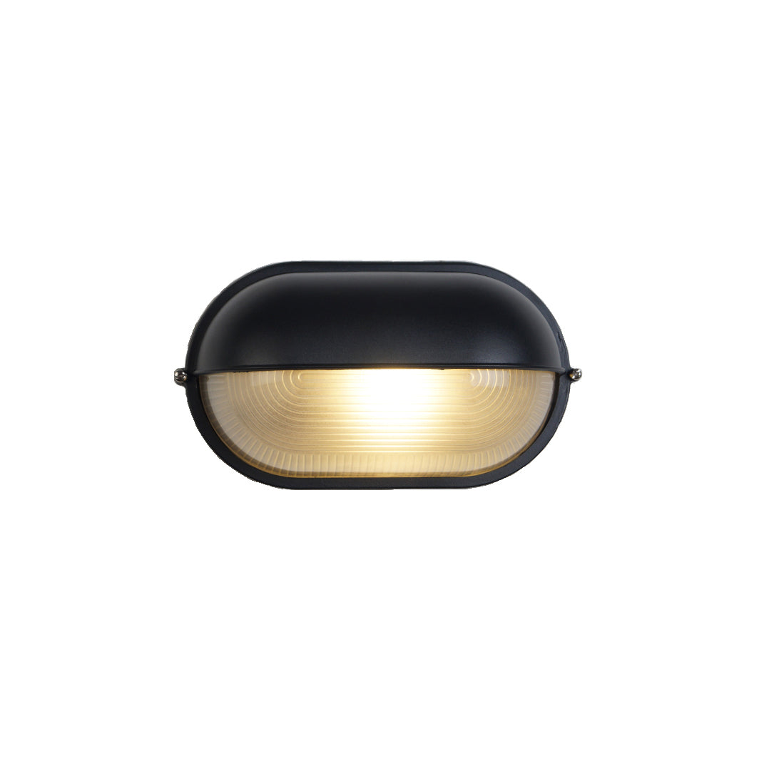 Aplique de pared industrial para exteriores con pantalla de vidrio estriado: lámpara resistente a la intemperie para porches, patios, entradas, puertas y jardines