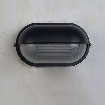Aplique de pared industrial para exteriores con pantalla de vidrio estriado: lámpara resistente a la intemperie para porches, patios, entradas, puertas y jardines